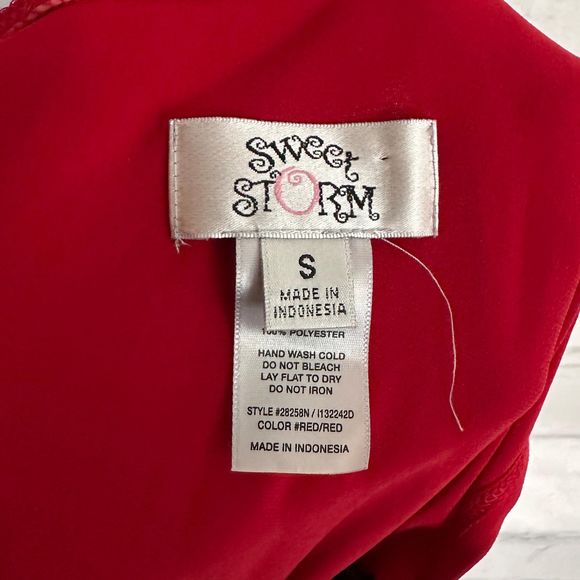 Sweet Storm Red One Shoulder Chiffon Dress, Small, Pre-owned - Picture 4 of 4